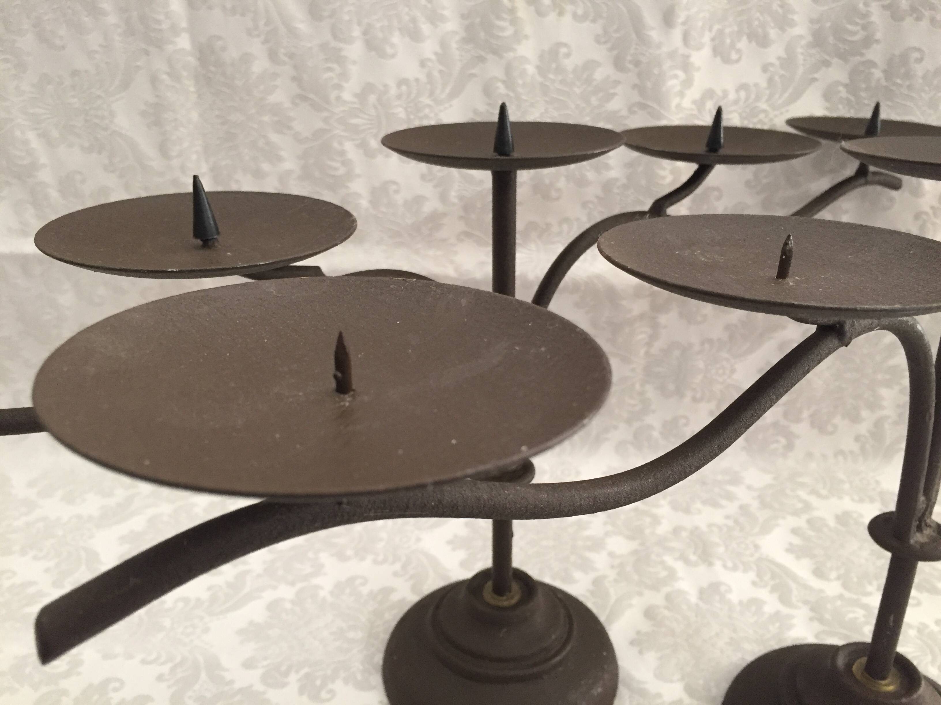 Pair of candle holders candlesticks candelabras cast iron candlesticks