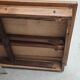Vintage workshop folding table in oak with a hand-patinated black top.