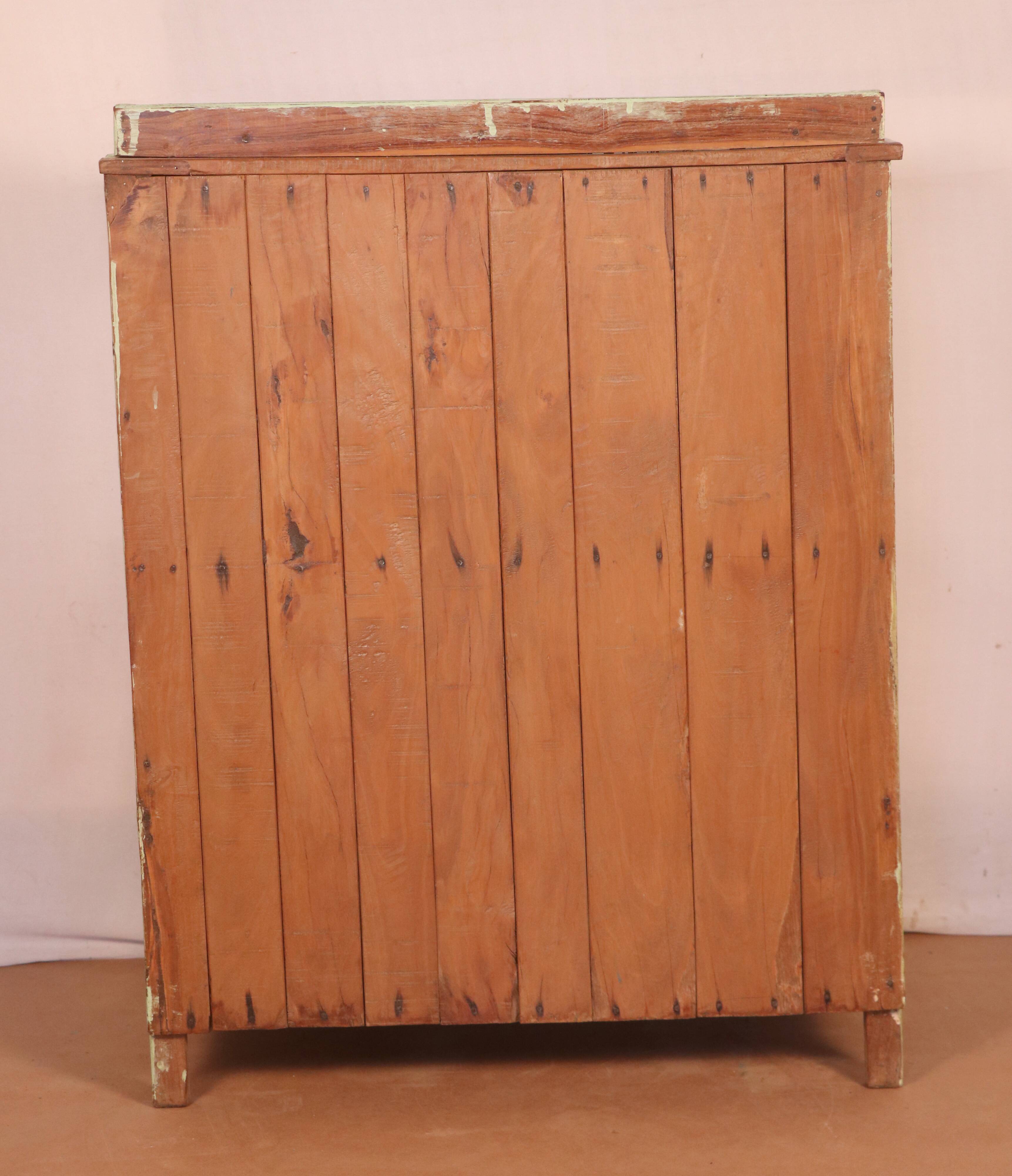 Old Burmese teak dresser original pistachio green patina