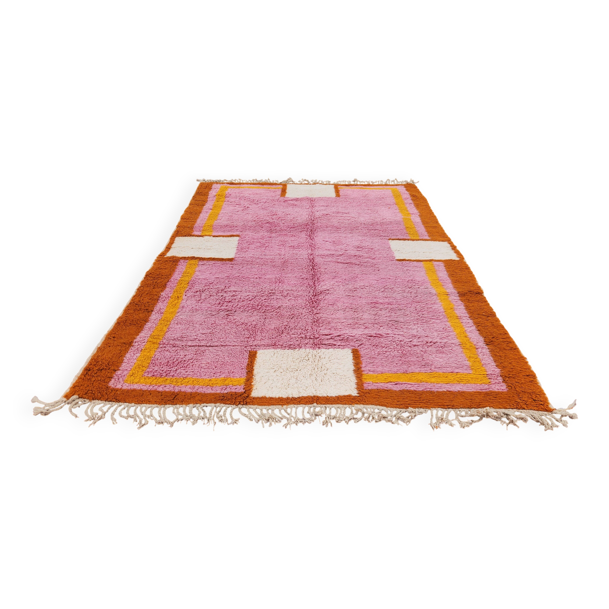 Large pink Berber rug 290x210 cm thick Handmade – Bohemian chic style