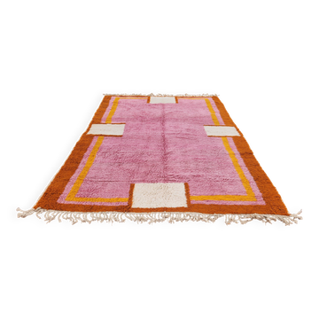 Large pink Berber rug 290x210 cm thick Handmade – Bohemian chic style