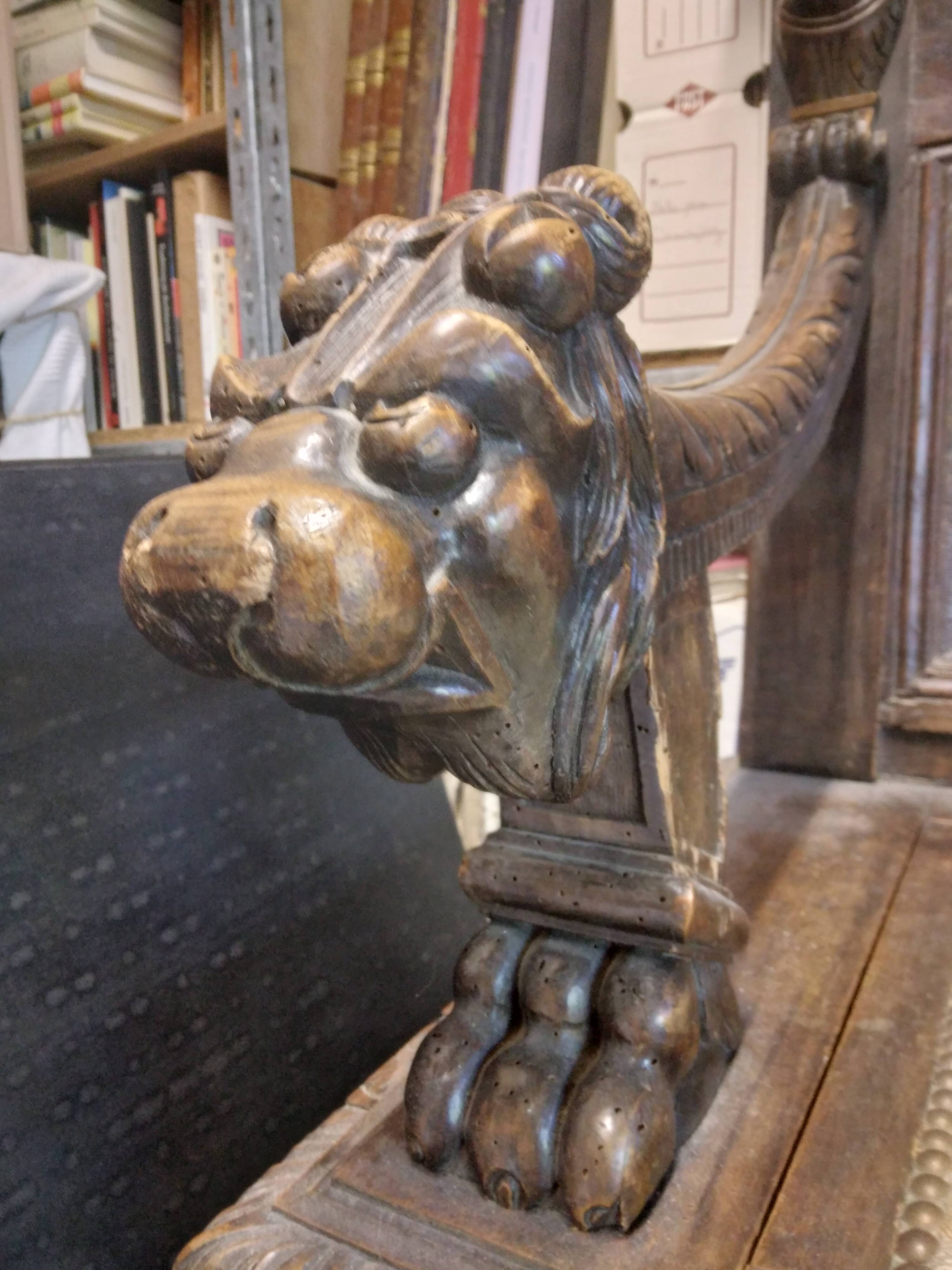 19th century carved wooden chest bench