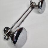 Vintage chrome metal wall coat rack, 2 hooks, 23 cm