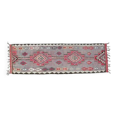 1970s Vintage Turkish Oushak Handmade Wool Cotton Purple Runner Rug 86x286