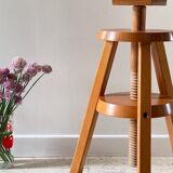 Vintage Solid Beech Screw Stool