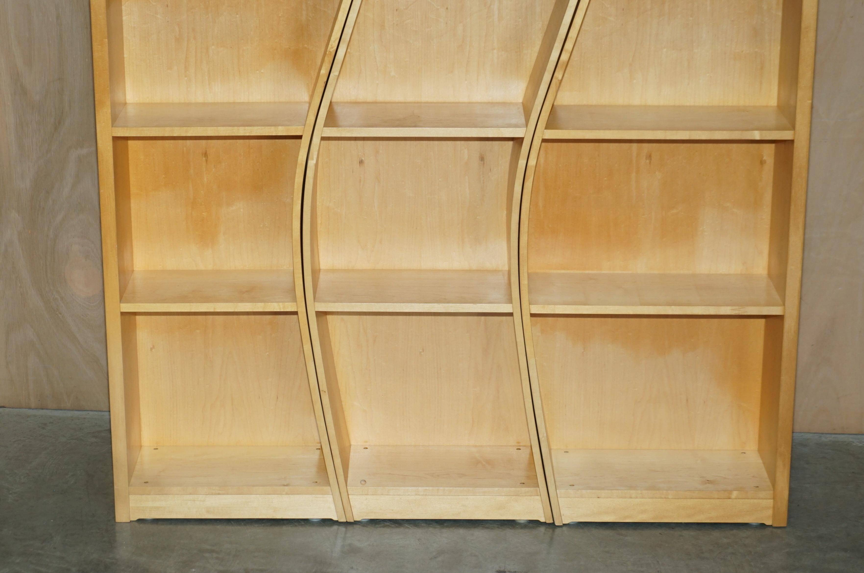Birch libraries in three curved sections