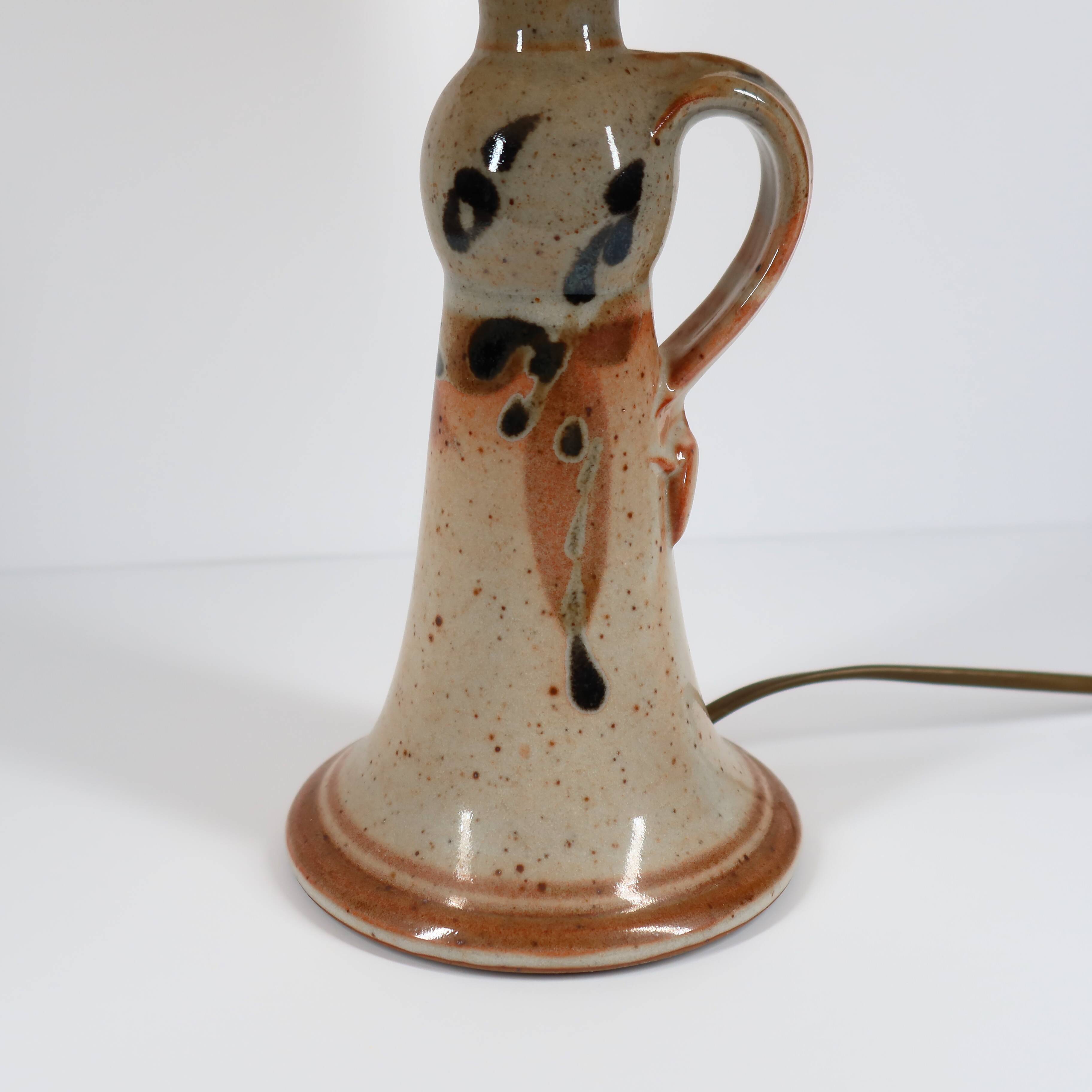Handcrafted sandstone lamp signed Blanot, circa 1970