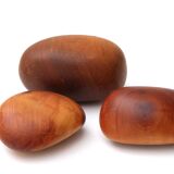 Set of three wooden paperweights 70s