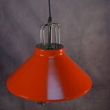 1970s orange lacquered metal designer pendant light