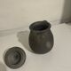 Vintage black ceramic covered pot signed Gómez Miranda — Pottery a