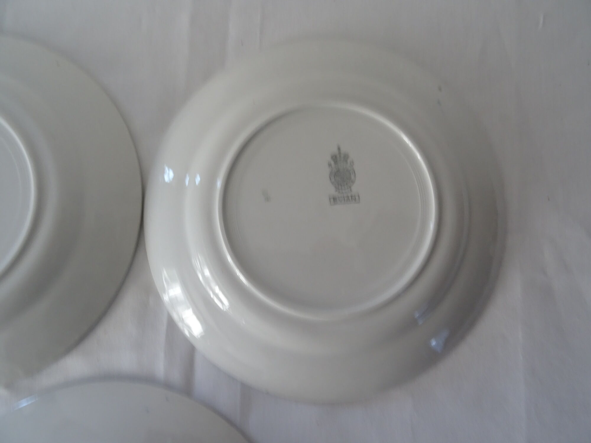 3 EVIAN flat plates old earthenware 482112 Luneville pink blue