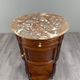 Half-moon side table in mahogany and marble, Louis XVI style, 19th century.