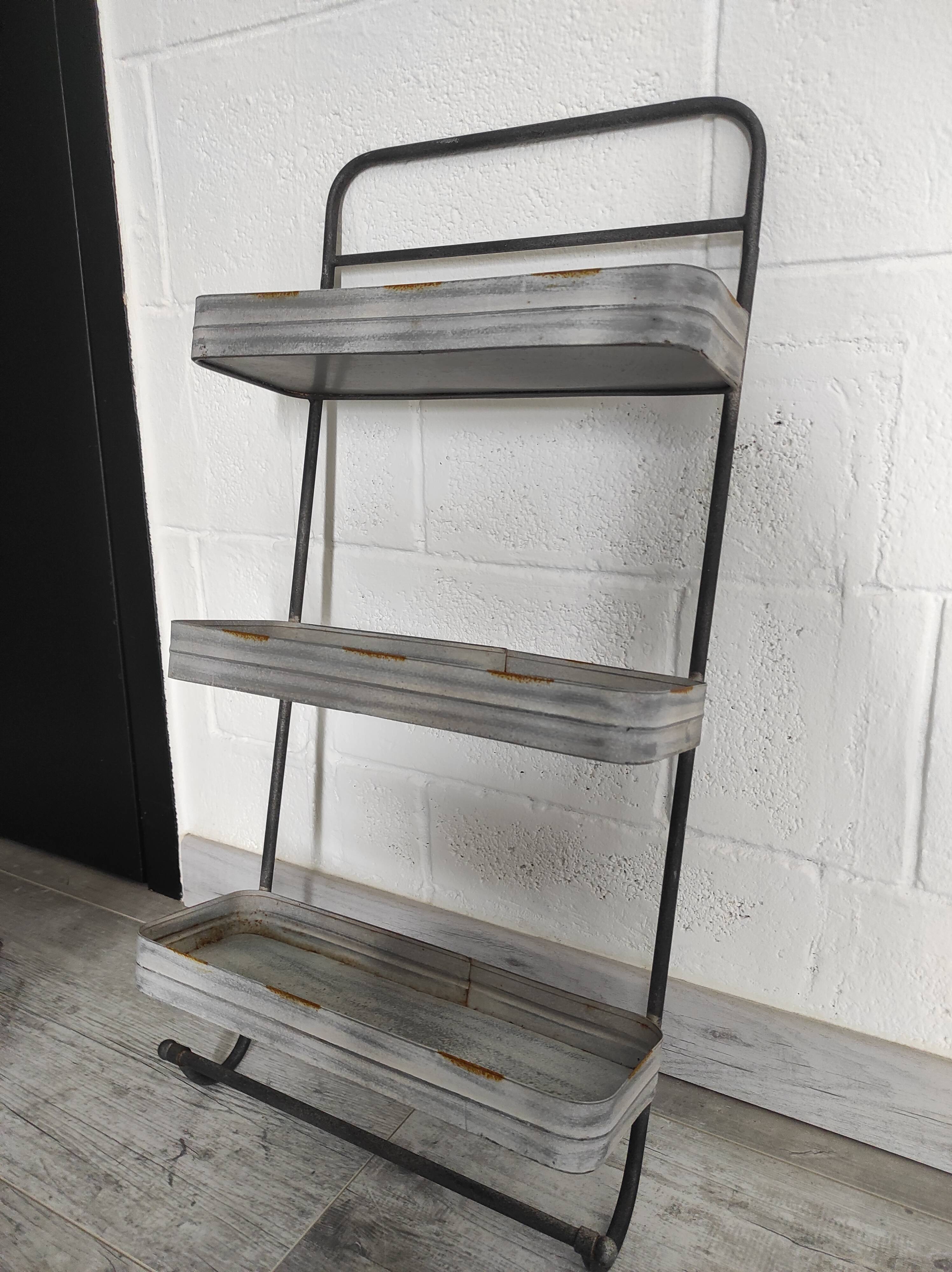 Large vintage metal 3 tier shelf