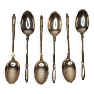 6 Art Nouveau silver-plated coffee spoons