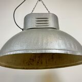 Oval industrial polish factory pendant lamp from mesko, 1970s