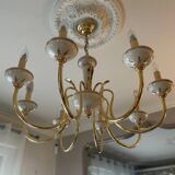 Two chandeliers and two porcelain wall lights, Italy