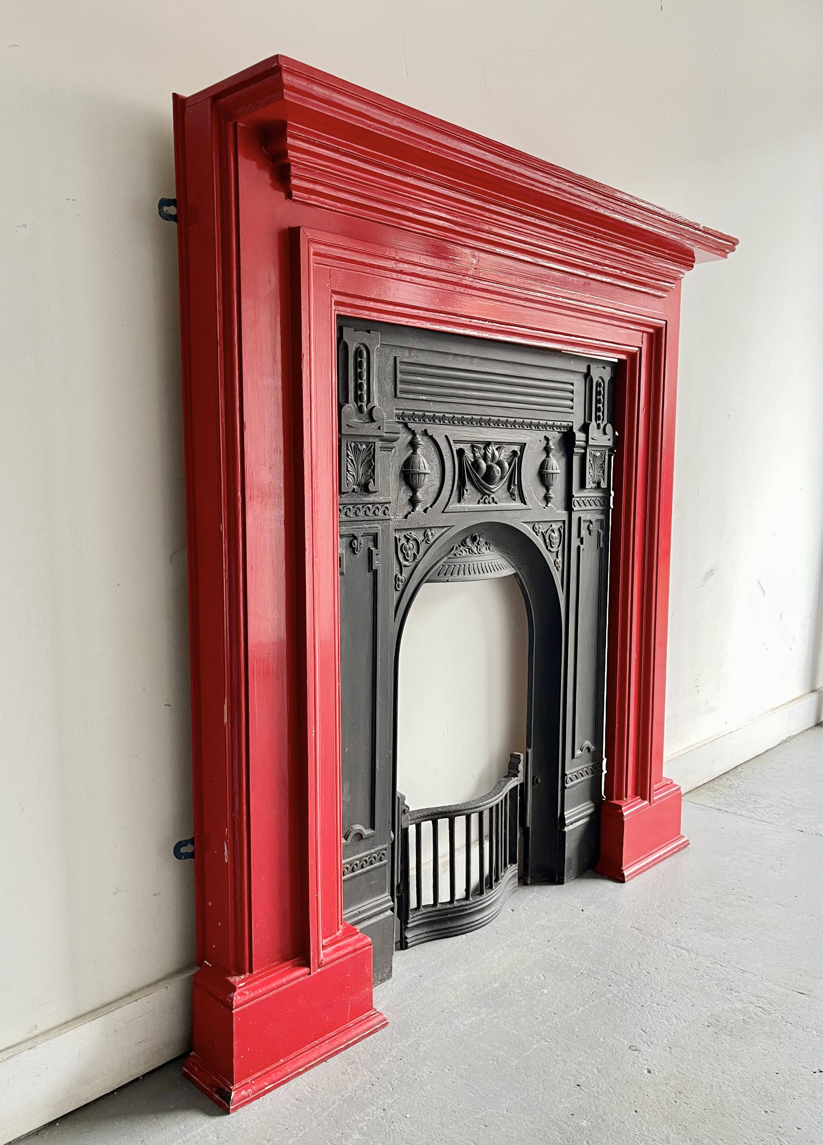 Cast Iron Fireplace with Wooden Surround