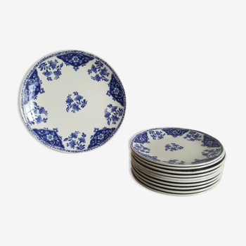 Série de 11 assiettes à dessert faience de gien