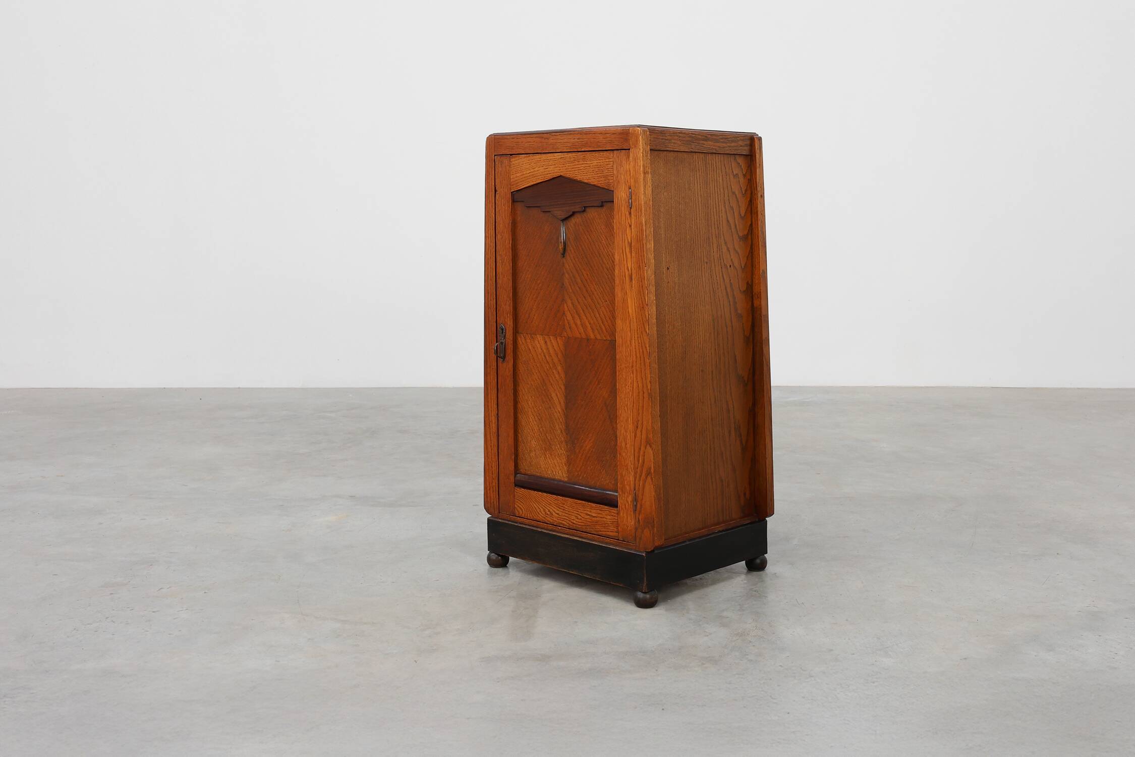 Amsterdamse school wooden cabinet or nightstand, The Netherlands ca. 1915
