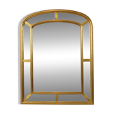 Miroir en arc doré Hollywood Regency par Deknudt, 80 cm
