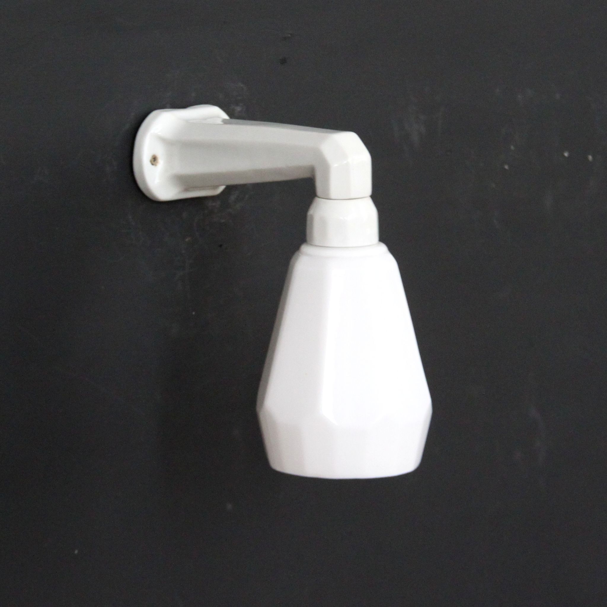 Wall lamp, swan collar porcelain, white opaline glass tulip, art deco, 1930