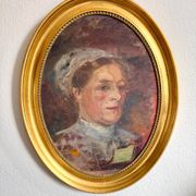 Antique Portrait Oil Painting With Wooden gilded frame 58cm x 45cm