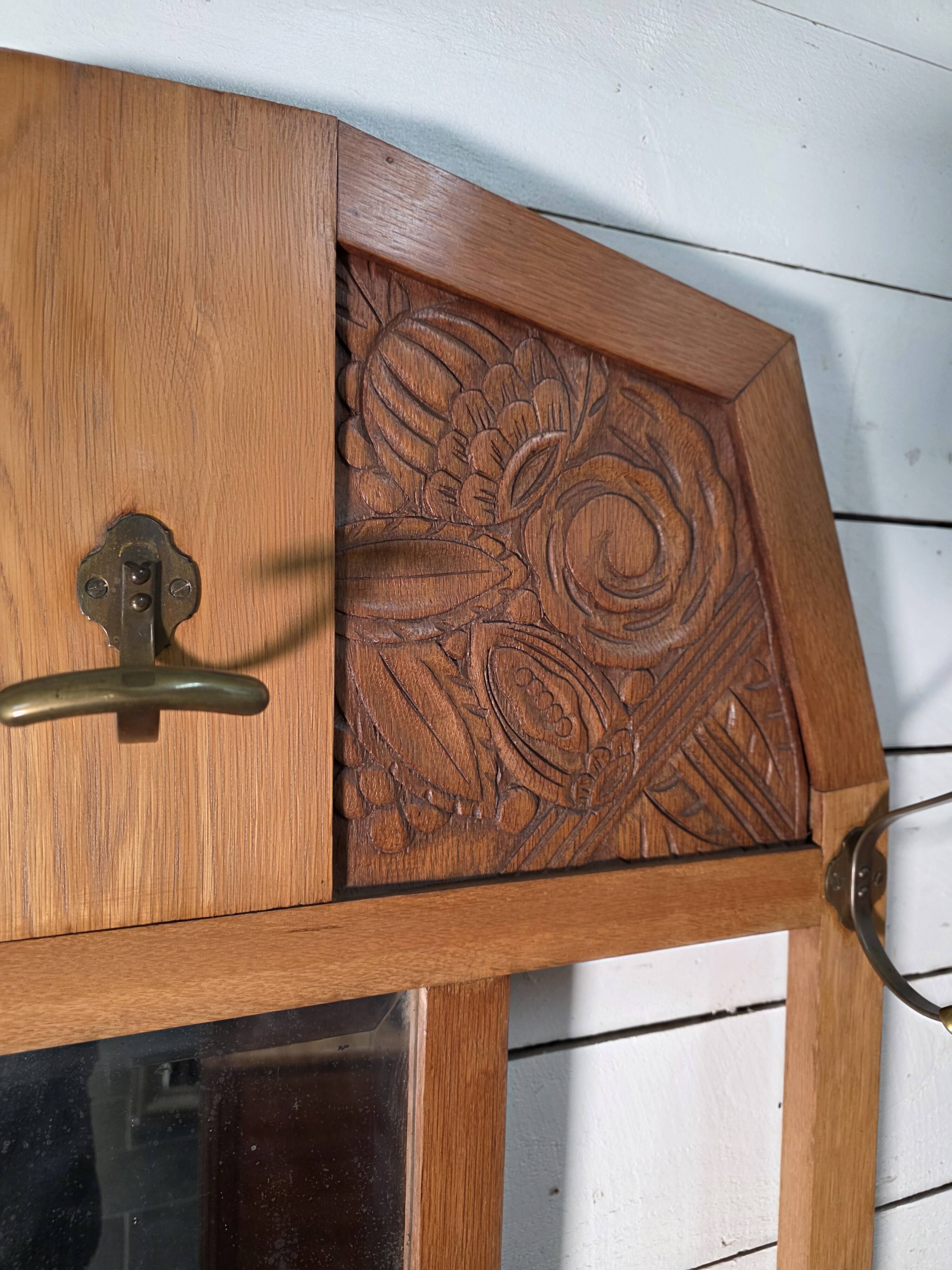 Art Deco coat rack wardrobe in solid oak
