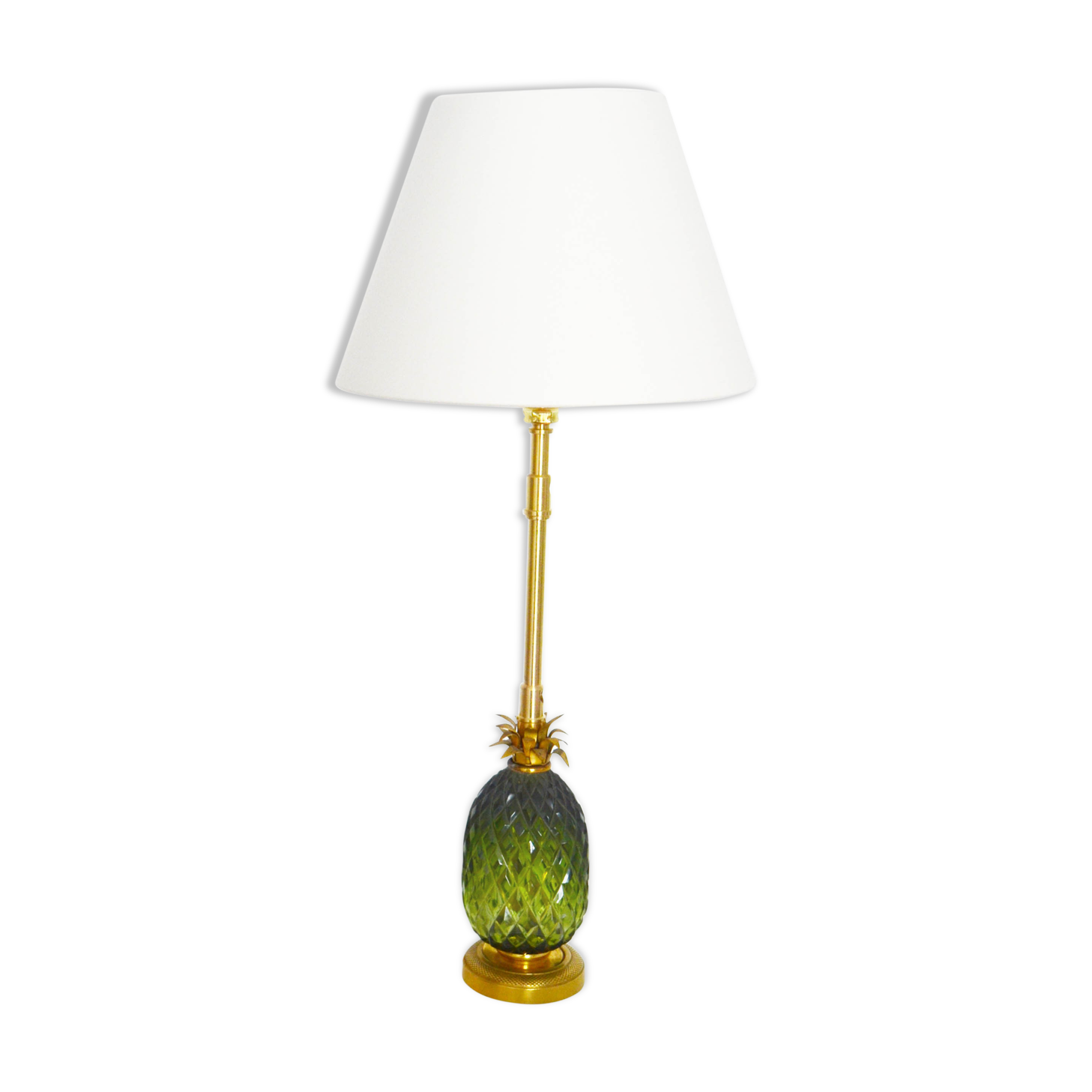 Pineapple lamp brass glass 60s