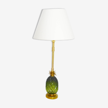 Lampe ananas laiton verre années 60