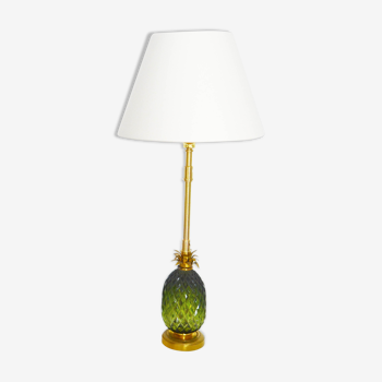 Pineapple lamp brass glass 60s