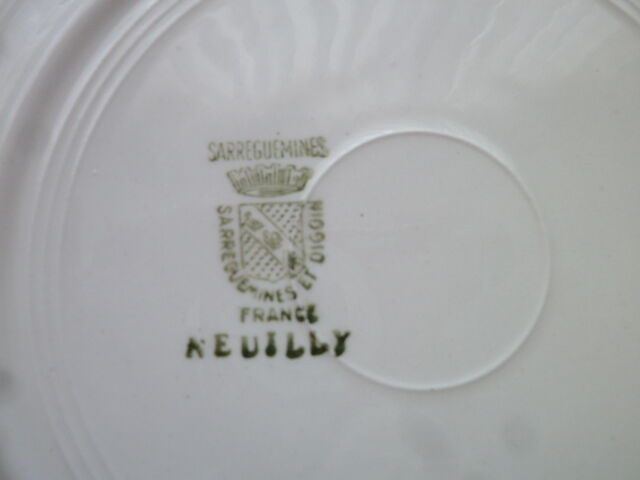 Set de 6 assiettes plates en faience de Sarreguemines  Modèle Neuilly