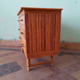 Vintage rattan and bamboo chest of drawers 50s
