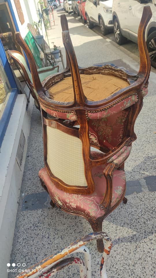 Pair of Louis XV style cabriolet armchairs