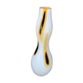Vase soliflore en opaline beige et marron design et vintage