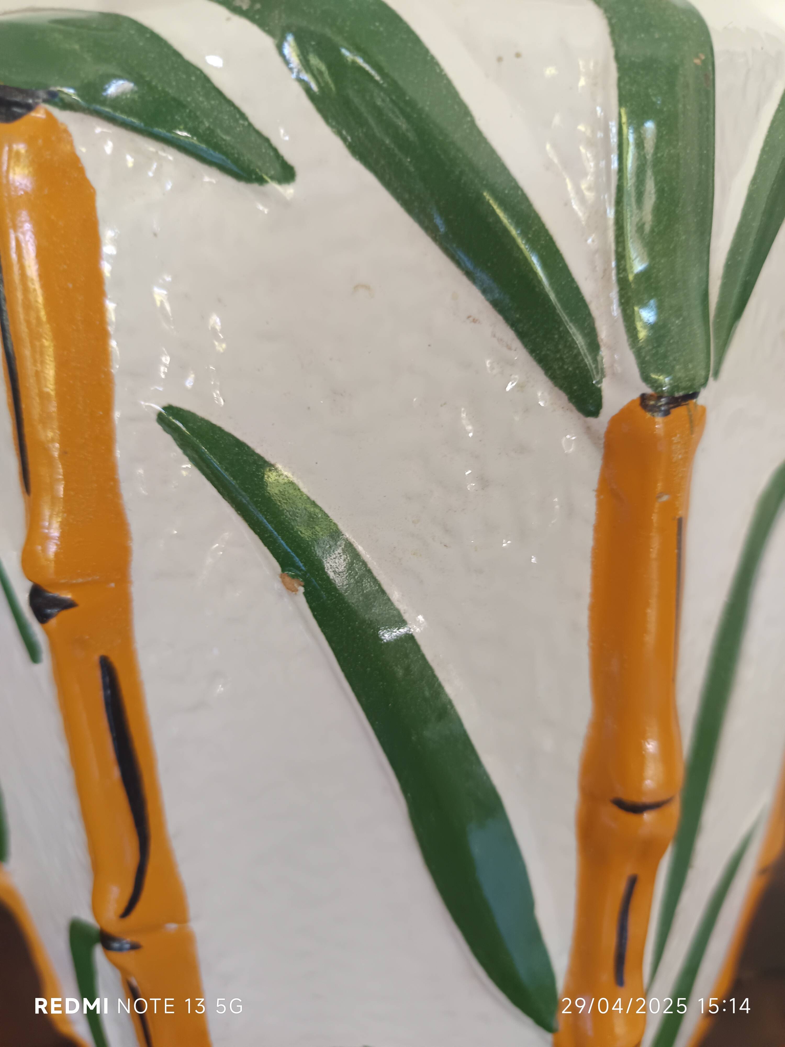 large bamboo vase signed Cartens Germany 1960