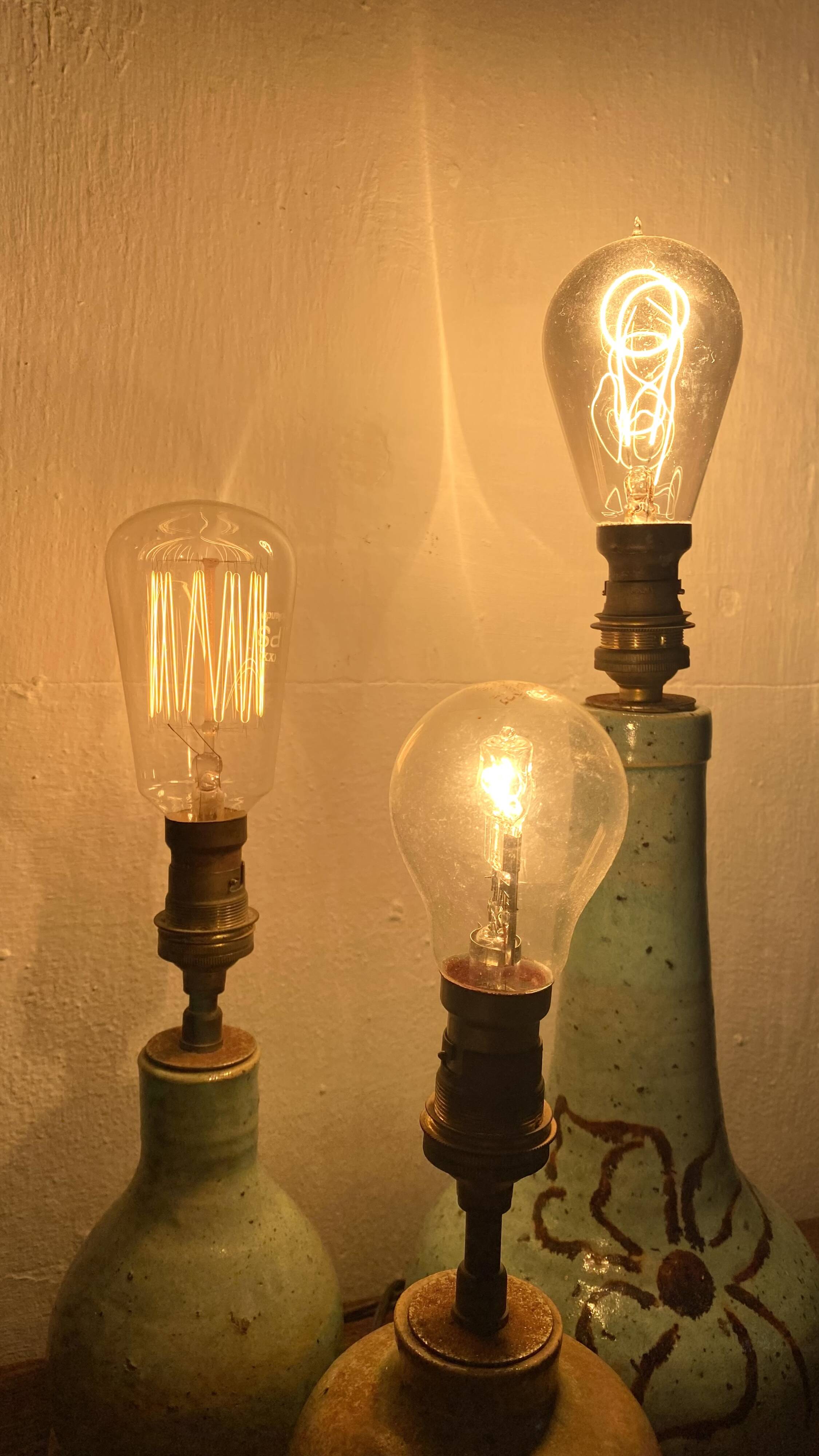 matching signed ceramic lamp bases