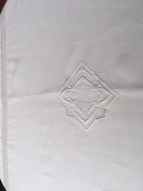 Old linen sheet monogram a d 224 x 312 cm