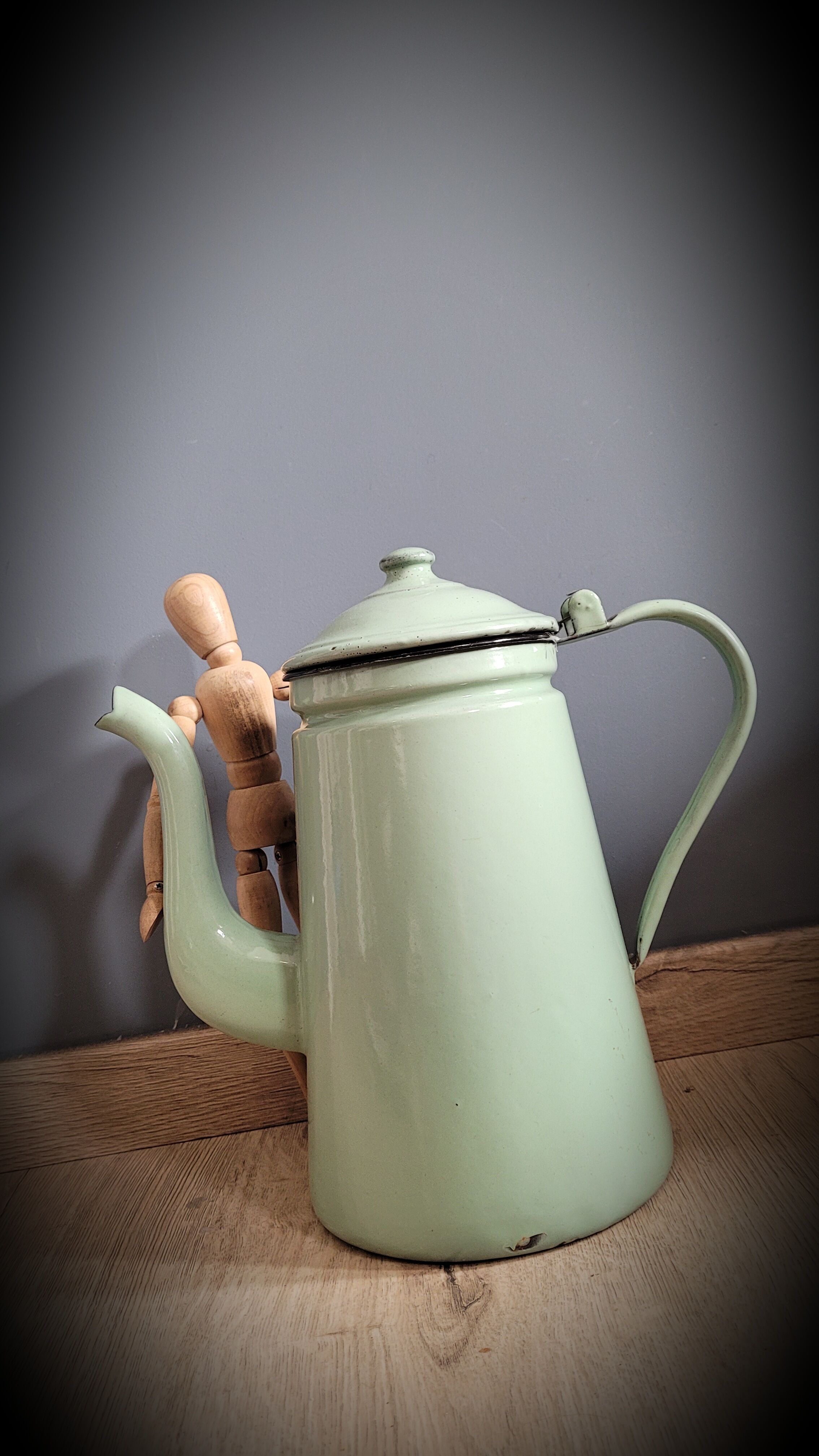 Light green enamelled coffee maker