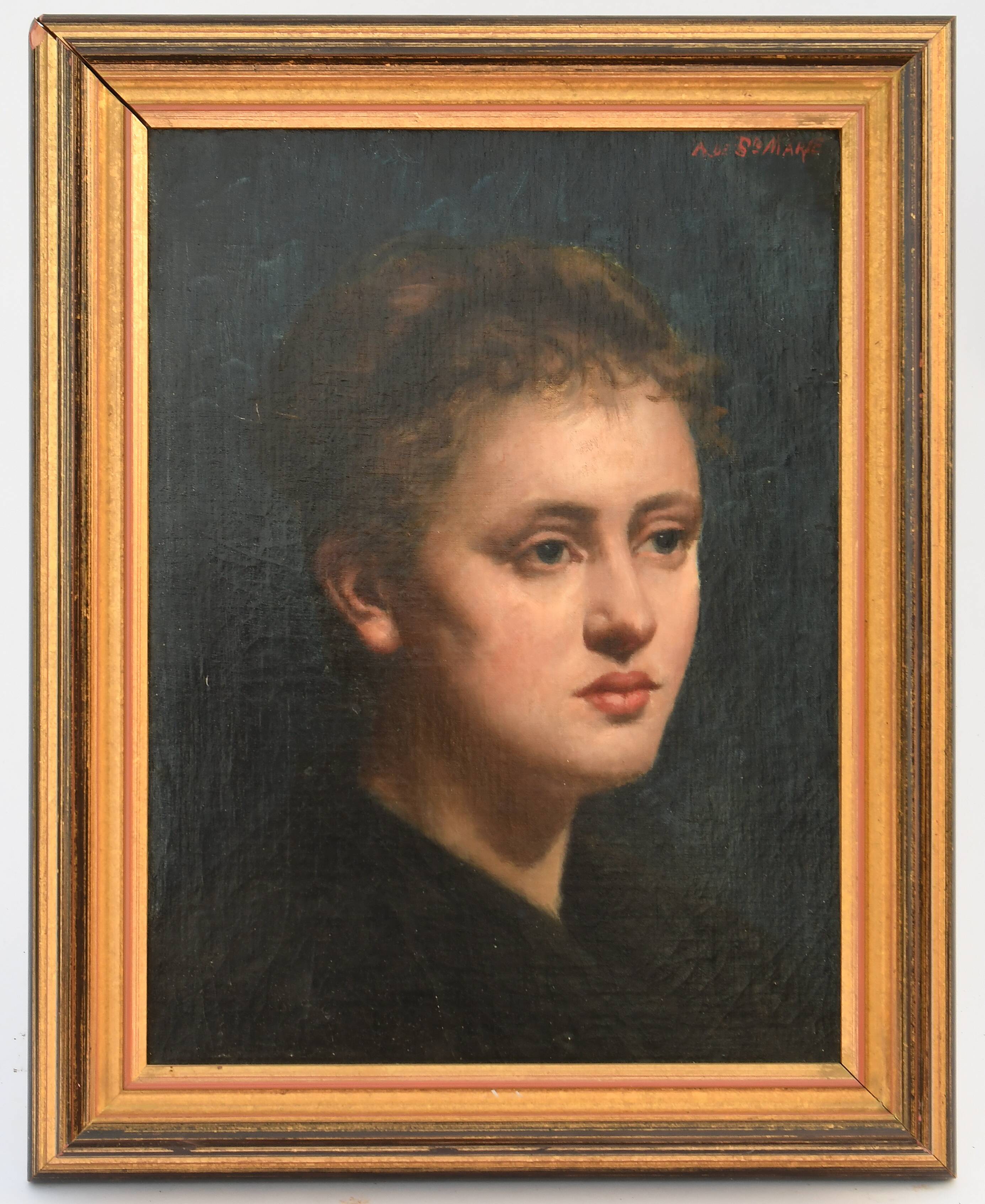 Oil on canvas portrait of a young woman