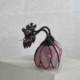 Pair of iron and glass wall lights