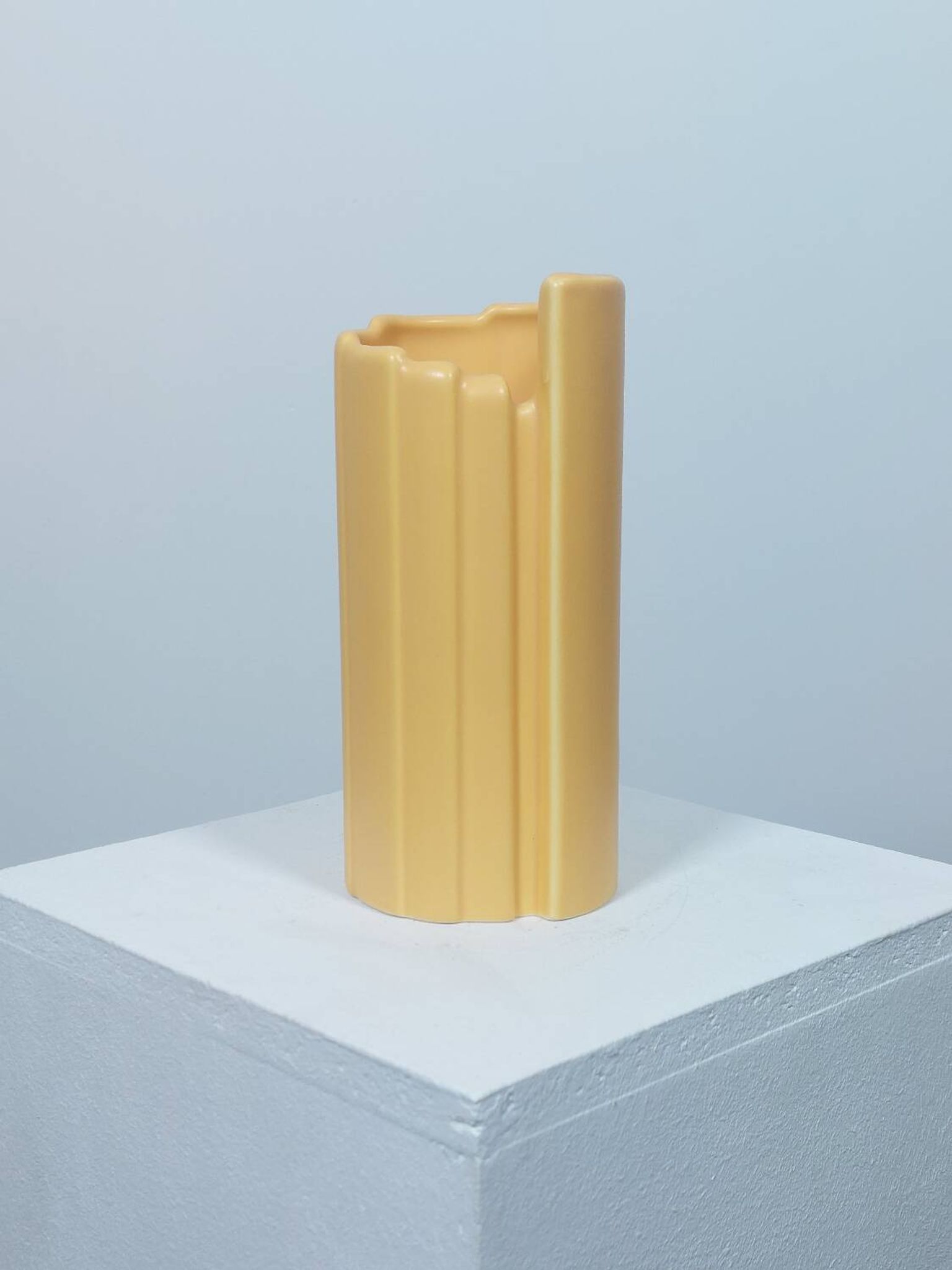 Three yellow vases in Memphis style by ASA Germany.