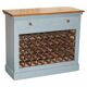 Vintage wooden furniture for 45 wine bottles with a drawer.