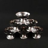 6 coupelles à glace sur pied en inox service à dessert vintage