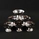 6 stainless steel ice cream cups on a stand, vintage dessert service