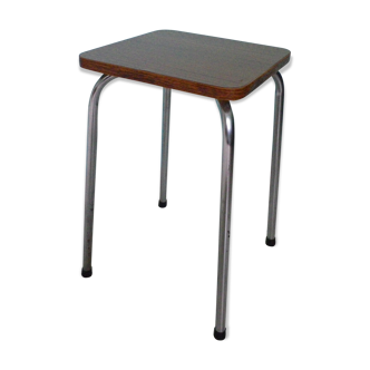 Tabouret en formica marron strié noir, années 70