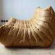 Camel brown leather Togo 2-seater sofa attributed to Michel Ducaroy for Ligne Roset