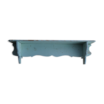 Patinated wooden wall shelf