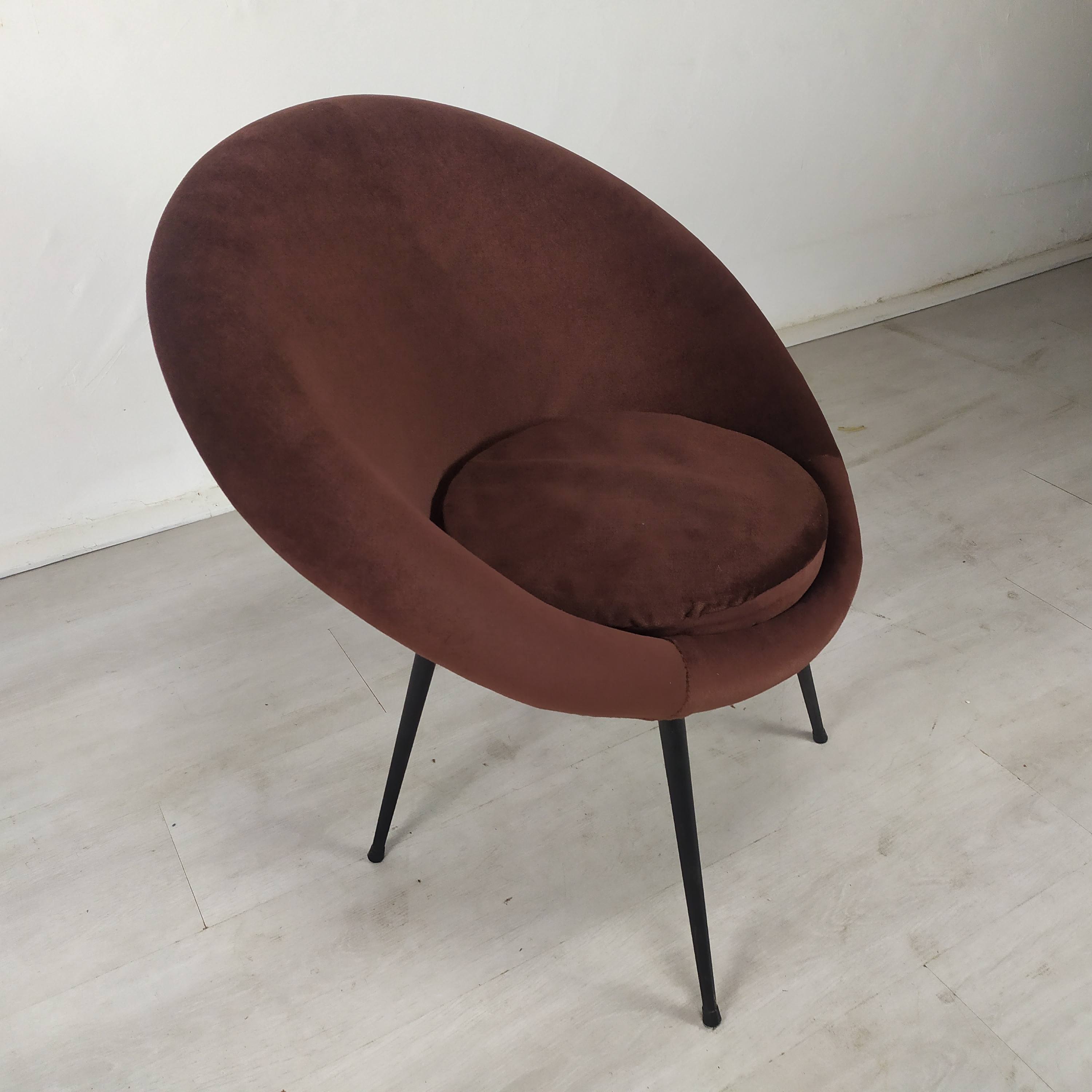 Vintage armchair velvet brown