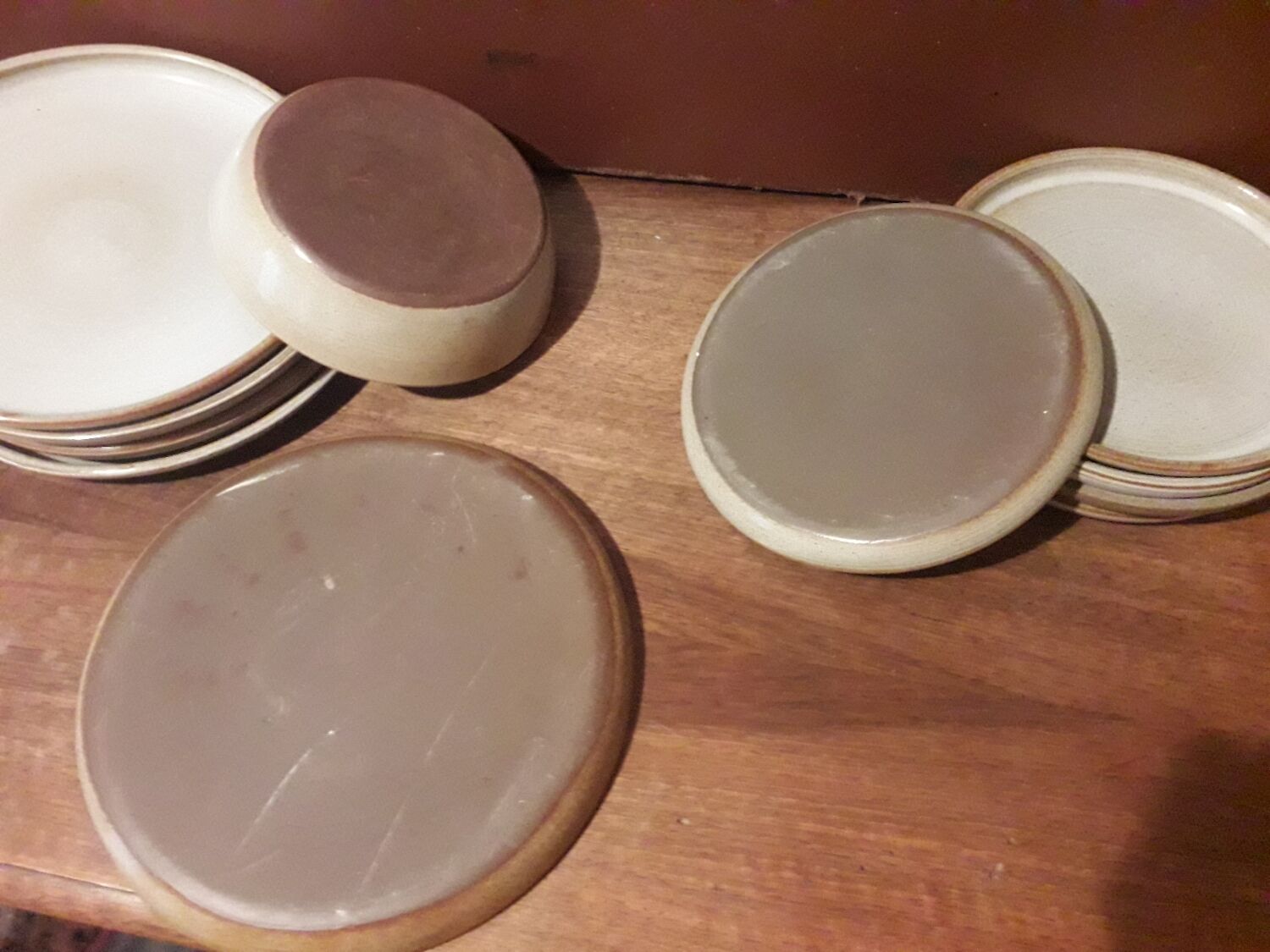 Beige vintage stoneware plates