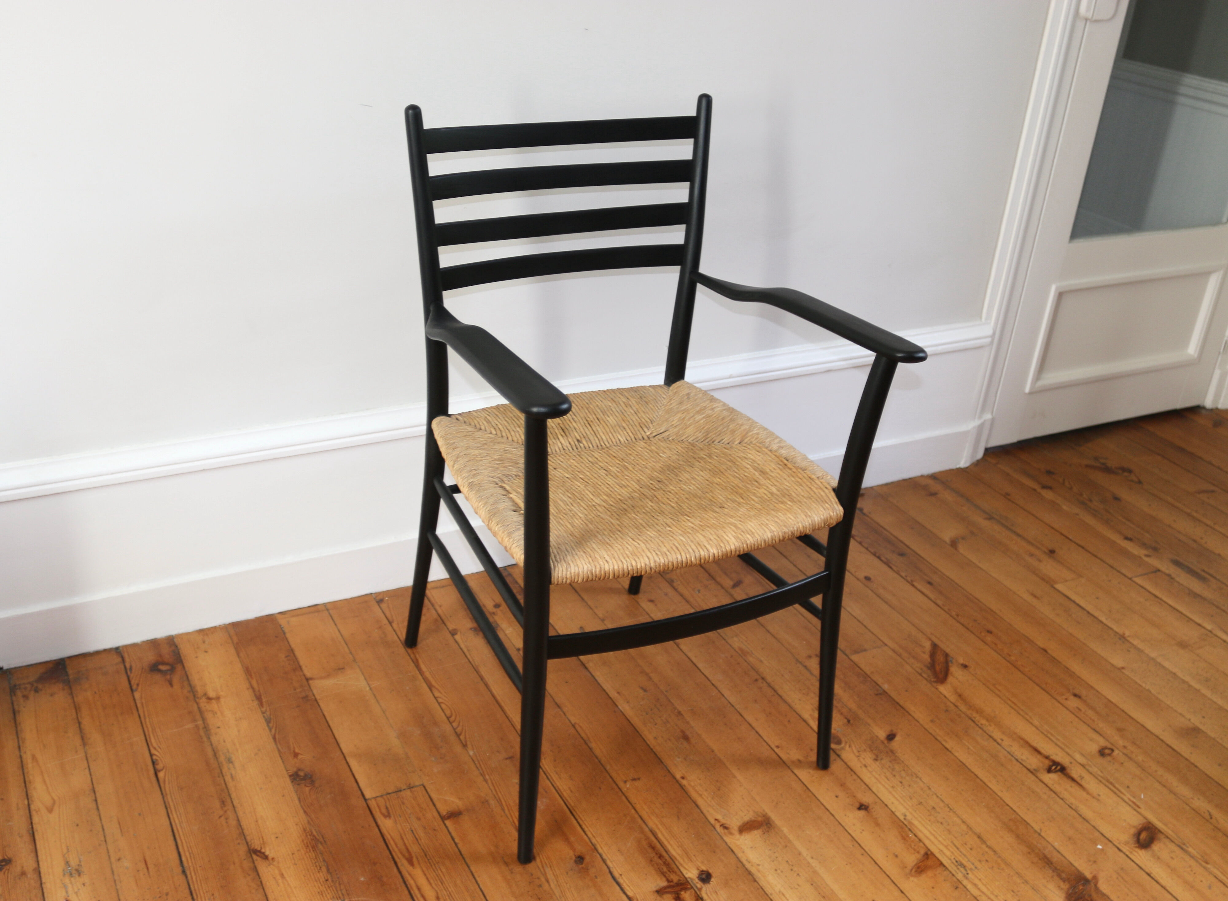 Vintage straw armchair Enrico Delmonte 1960